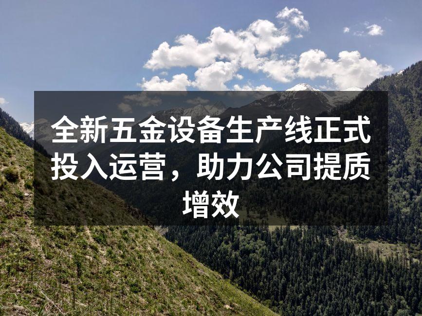 全新五金设备生产线正式投入运营,助力公司提质增效